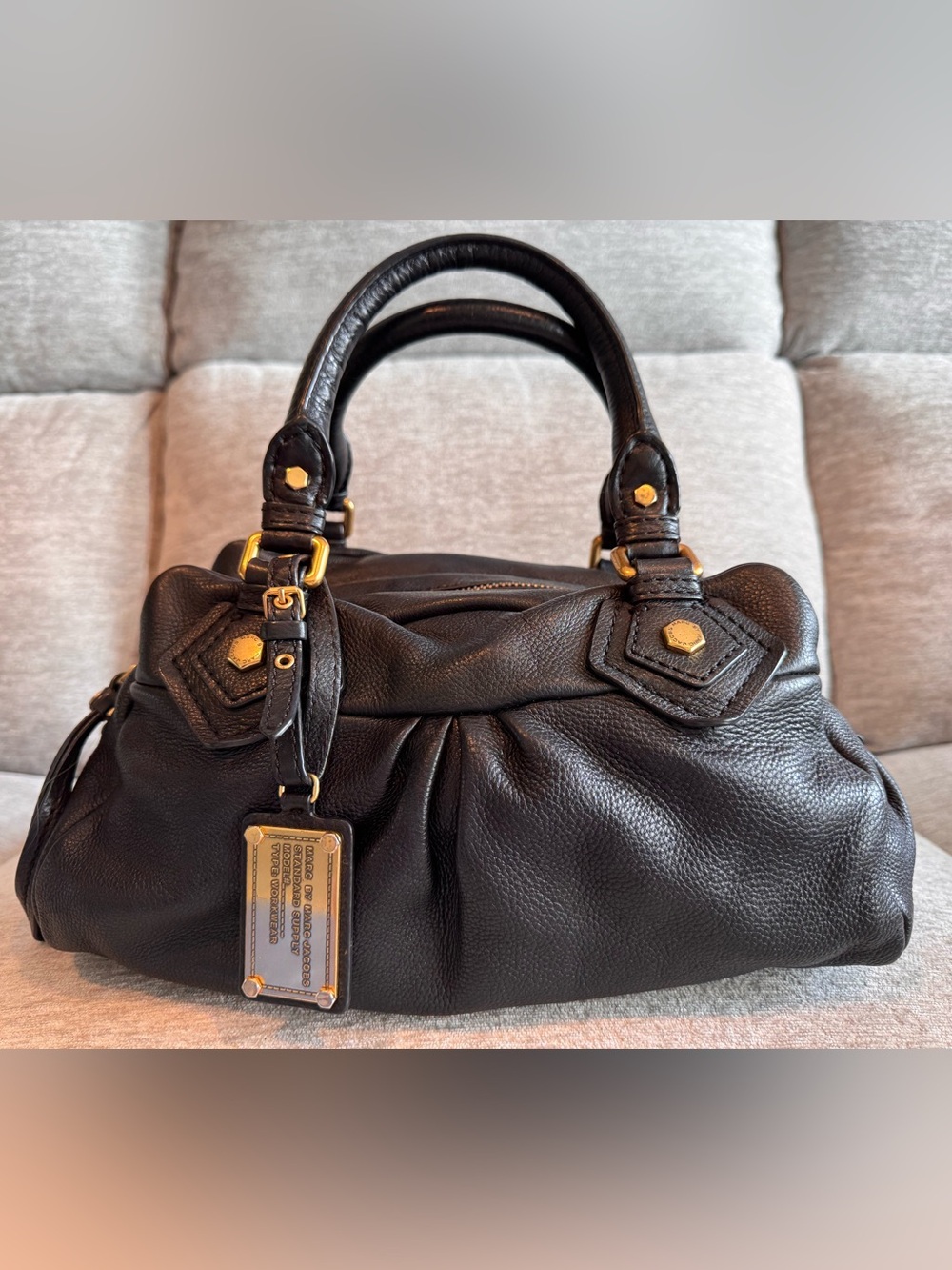 Marc by Marc Jacobs Classic Q Baby Groovee Leather Satchel Bag - Black